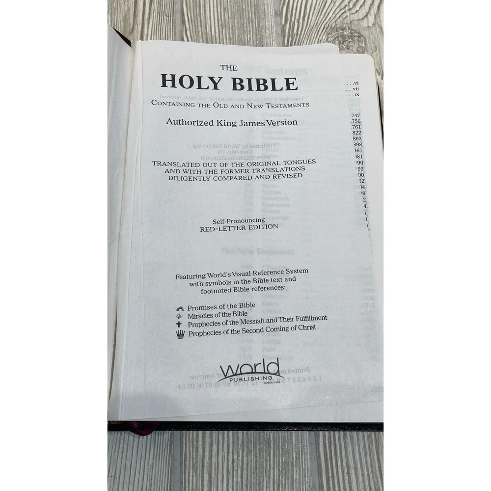 World Holy Bible KJV Giant Print Reference Red Letter Burgundy Bonded Leather